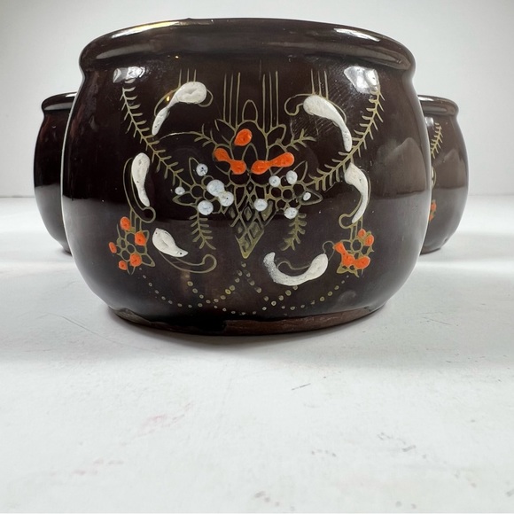 Vintage Hand painted Japanese Glazed Cups - Set of 3 - Picture 8 of 9